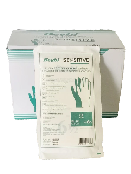 BEYBİ Pudrasız Steril Sensıtıve Cerrahi Eldiven 6.5 Numara (50 Çift) ürün görseli