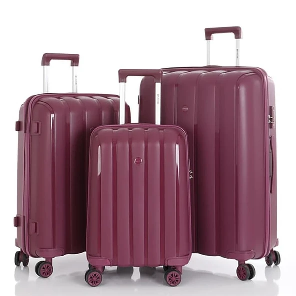 MÇS 3lü Set Kırılmaz Silikon Seyahat Valizi Bavulu V305 Mürdüm ürün görseli