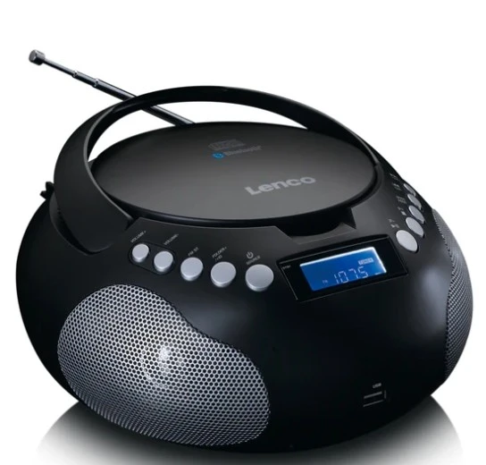 LENCO SCD-331BK - USB ve Bluetooth® özellikli taşınabilir radyo/CD/MP3 çalar - Pil ve şebeke elektriğiyle çalışan radyo - 2