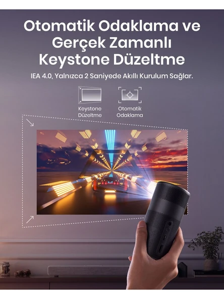 Anker Nebula Capsule Air 150 Lümen Siyah HD Wi-Fi Google Taşınabilir Mini Projeksiyon Cihazı - 6