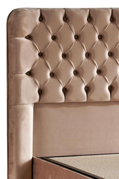 Niron Elegance Lüks Baza ve Başlık Seti 200x200 cm Çift Kişilik Krem Babyface Kumaş Baza ve Başlık Takımı - 6