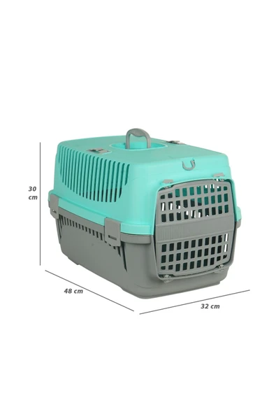 Pribor Hz-100 Kedi Köpek Evcil Hayvan Taşıma Çantası Box Orta Boy Çok Fonksiyonlu Su Yeşili Gri - 2