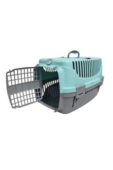 Pribor Hz-100 Kedi Köpek Evcil Hayvan Taşıma Çantası Box Orta Boy Çok Fonksiyonlu Su Yeşili Gri - 4