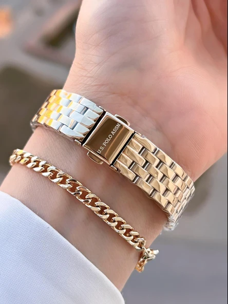 U.S.POLO ASSN Çelik Kordon 5 Atm Suya Dayanıklı Kadın Kol Saati+Bileklik Hediyeli USPA.2109.M07 - Resim 3