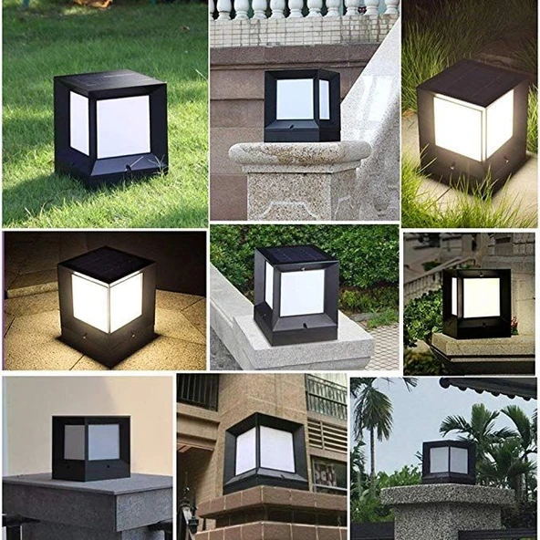 15 x 19 Cm, 30 Watt, Kumandalı, Güneş Enerjili ve E27 Duylu, 3 Işık Modlu Solar Küp Bahçe Armatürü - 5
