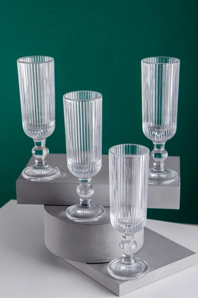 HOMENIVA Aster 4 Adet Uzun Cam Kadeh – Kahve Yanı Bardak 160 ML - 3