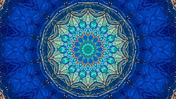 Mavi Franktal Etnik Motif Desenli Duvar Kağıdı - 7