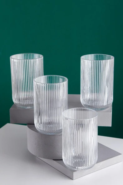 HOMENIVA Aster 4 Adet Cam Bardak 440 ML - Resim 4