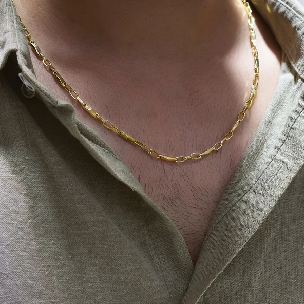 14 Ayar Erkek Altın Zincir Kolye - 2