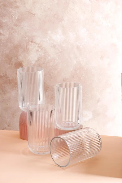 HOMENIVA Aster 4 Adet Cam Bardak 440 ML - Resim 2