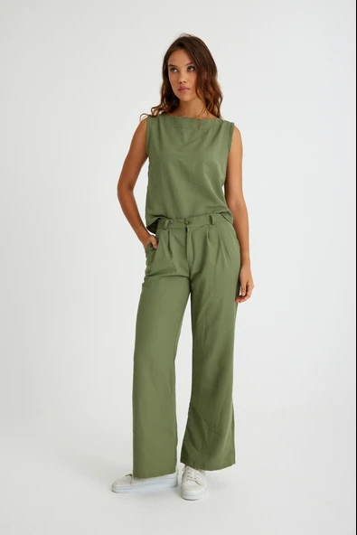 Rahat  Kolsuz  Alt Üst Kadın Takım Keten Günlük - Resim 2