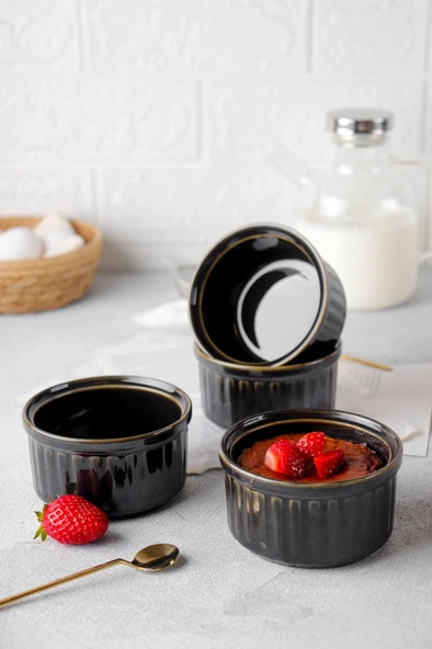 HOMENIVA 4 Adet Hologram Porselen Sufle Kabı – Fırın Airfryer Mikrodalga Kabı - 7