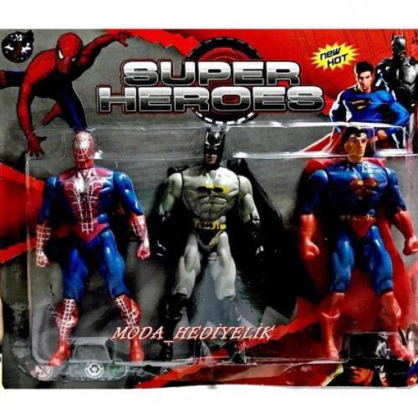 PTTAVM: 3lü Set Işıklı Batman, Superman, Spiderman Karakter