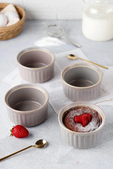 HOMENIVA 4 Adet Hologram Porselen Sufle Kabı – Fırın Airfryer Mikrodalga Kabı - 11
