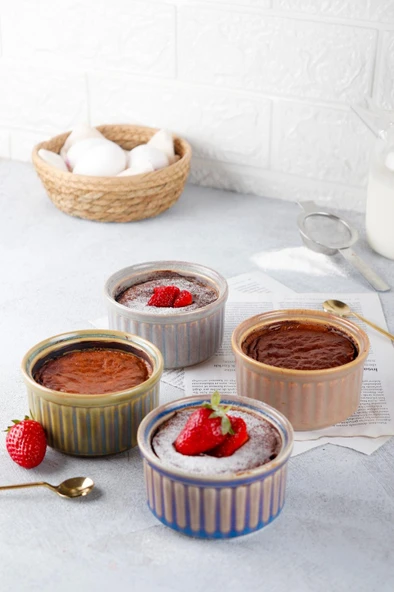 HOMENIVA 4 Adet Hologram Porselen Sufle Kabı – Fırın Airfryer Mikrodalga Kabı - 4