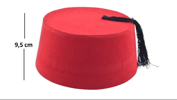 Osmanlı Kırmızı Erkek Püsküllü Damat Kına Fesi 9,5cm Kısa - 5