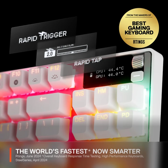 SteelSeries Apex Pro TKL Gen 3 OmniPoint 3.0 HiperManyetik Switch RGB Mekanik Kablolu Oyuncu Klavyesi (UK) - Beyaz - 2