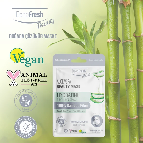 Deep Fresh Tek Kullanımlık Aloe Vera Nemlendirici Nem Takviyesi Yüz Maskesi 8 adet - 3
