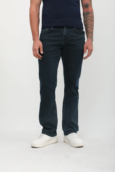 Erkek Likralı Regular Fit Haki Jean Pantolon - 5