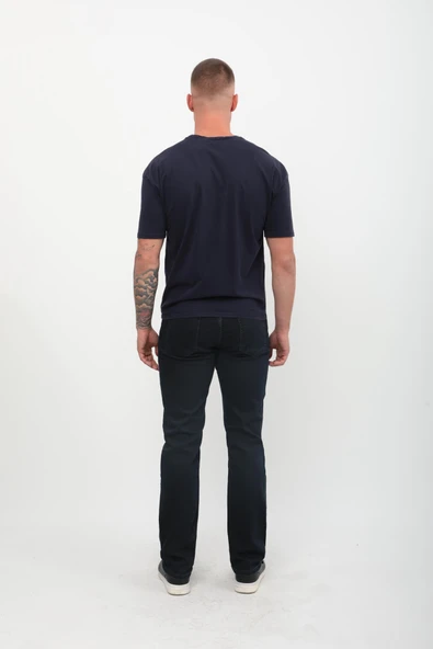 Erkek Likralı Regular Fit Lacivert Jean Pantolon - 3