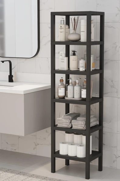 HOMENIVA 6 Katlı Ombeg Düzenleyici Banyo Rafı, Havluluk, Deterjanlık Makyaj Organizer - 9