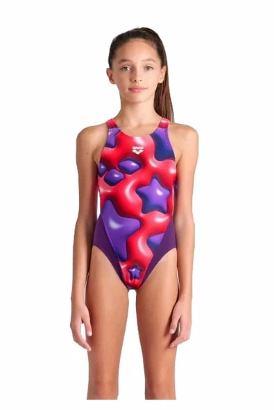 Arena Girl's Arena Star Shaped Swimsuit Swim Tech L Kız Çocuk Yüzücü Mayo Mor 008169950