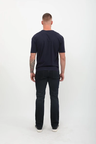 Erkek Likralı Regular Fit Lacivert Jean Pantolon - 5