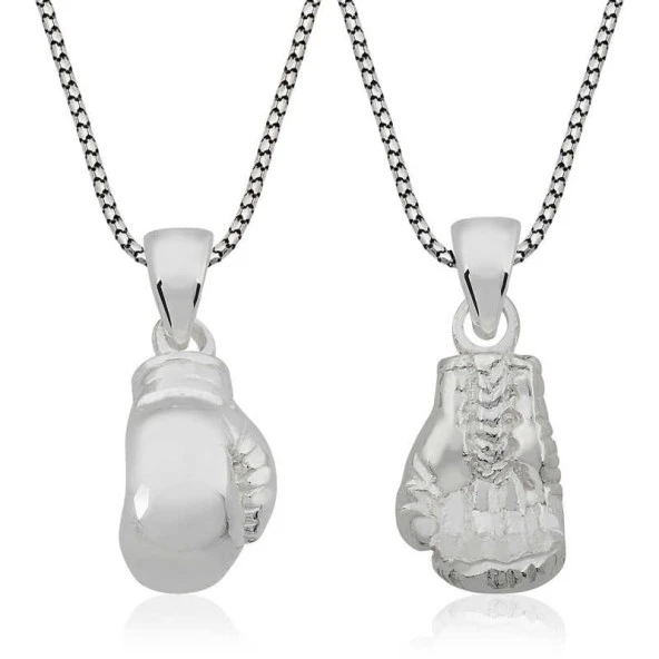 ​Gümüş Boks Eldiveni Erkek Kolye - Resim 2