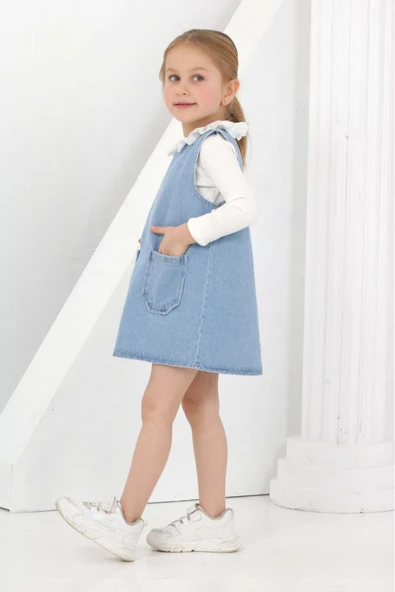 Kız Çocuk 2'li Jean Elbise (Jean Elbise+Bady Sweat) 12169 - 5