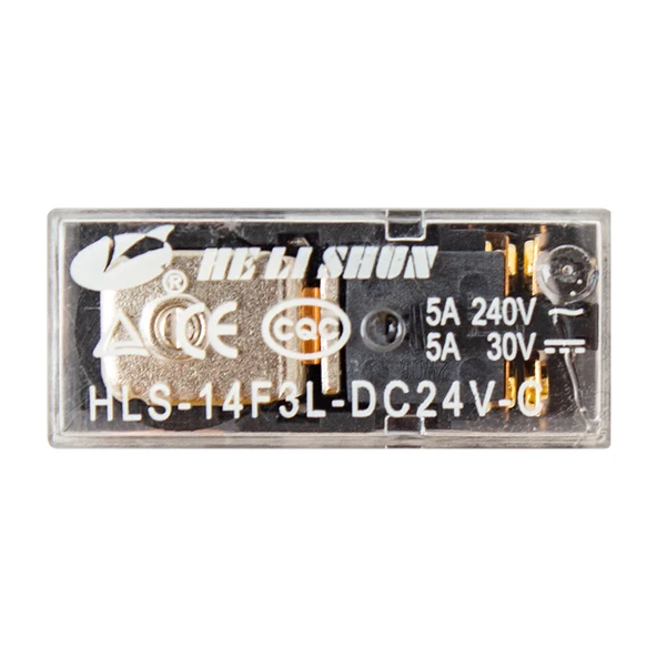 24 VOLT ROLE ÇİFT KONTAK ŞEFFAF 8 BACAK 5 AMPER