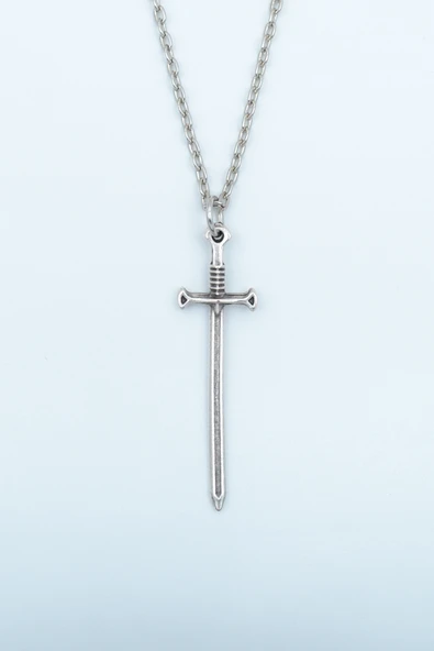 Kılıç Gümüş Kaplama Düz Zincir Kolye ürün görseli 1