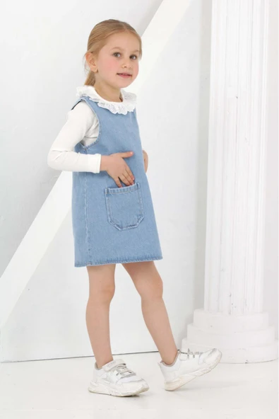 Kız Çocuk 2'li Jean Elbise (Jean Elbise+Bady Sweat) 12169 - 4