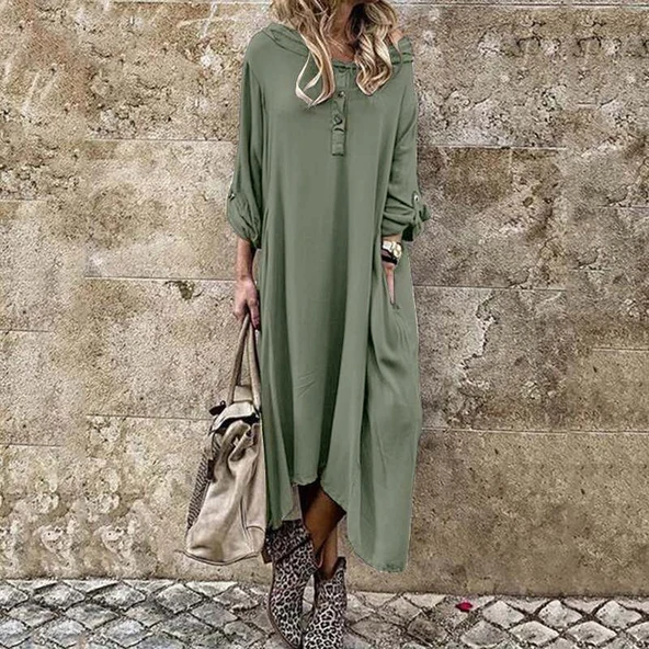 Günlük Salaş Yazlık Cepli Kadın Elbise Keten ürün görseli