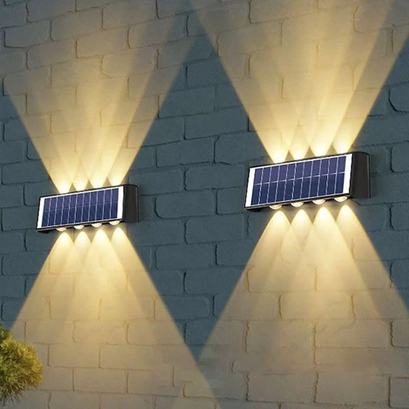 2 Adet 20 Watt, Güneş Enerjisi İle Çalışır Çok Kaliteli Dış Mekan Led Aplik Solar Bahçe Duvar Aplik