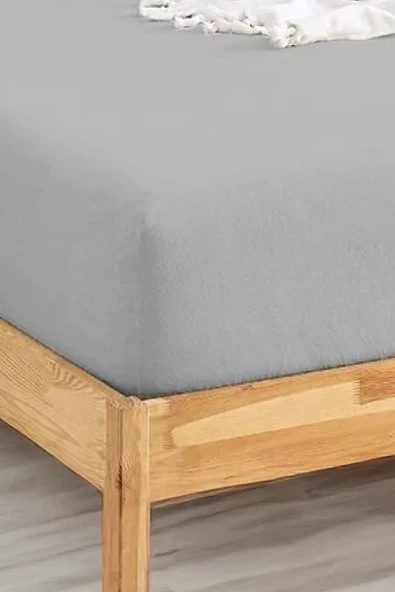 Upstyle Penye Lastikli Çarşaf Pamuklu Jersey Battal Kişilik 180x200cm Gri - 2