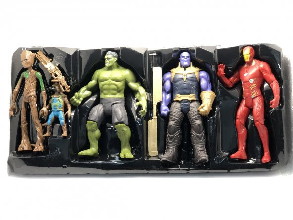 Avengers Yenilmezler Oyuncak Süper Kahramanlar 5 Li Set Groot Rakun Thanos Iron Man Marvel Legends