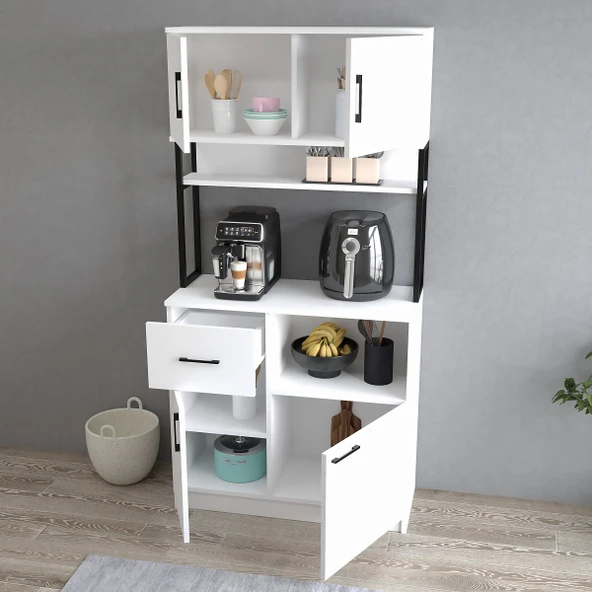 Tanmob MTD0101 İnci 90 cm Kapaklı Çekmeceli Raflı Mutfak Dolabı Beyaz - 3