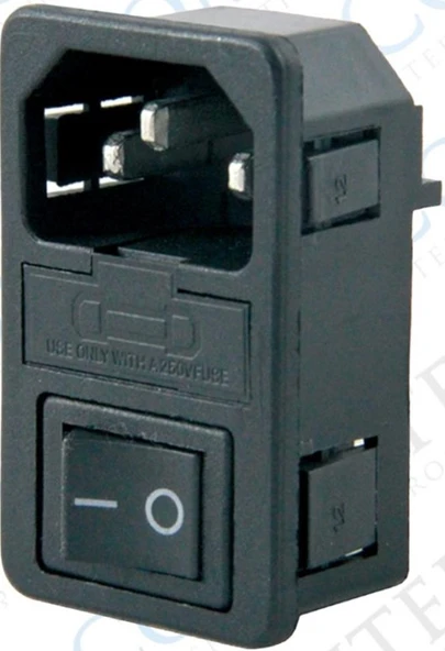 POWERMASTER IC-214A-S C14 POWER SOKET ERKEK ANAHTARLI+FUSELİ KULAKSIZ UL