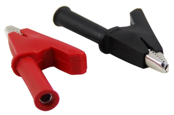 IC-243A 4MM BANAN JAK GİRİŞLİ KROKODİL WD1096 (KIRMIZI-SİYAH 2Lİ TAKIM)