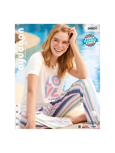 Aydoğan Kadın Ekru Viskon Kısa Kollu Pijama Takımı 240051 - 3