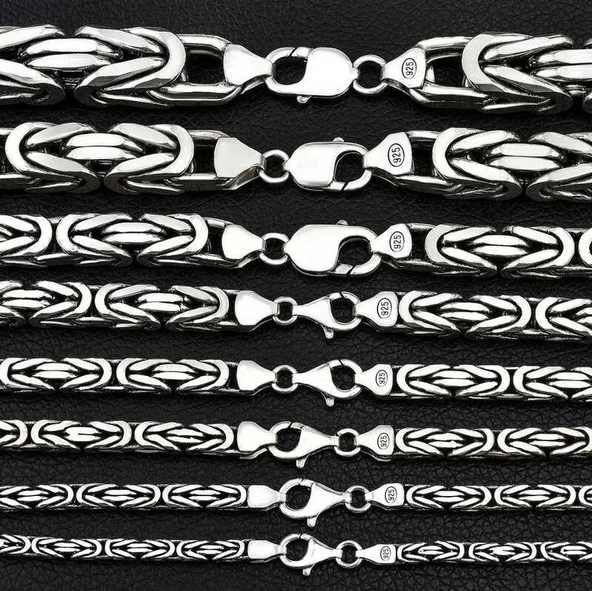 Gümüş Kral Zincir - 6 mm Köşeli - 3