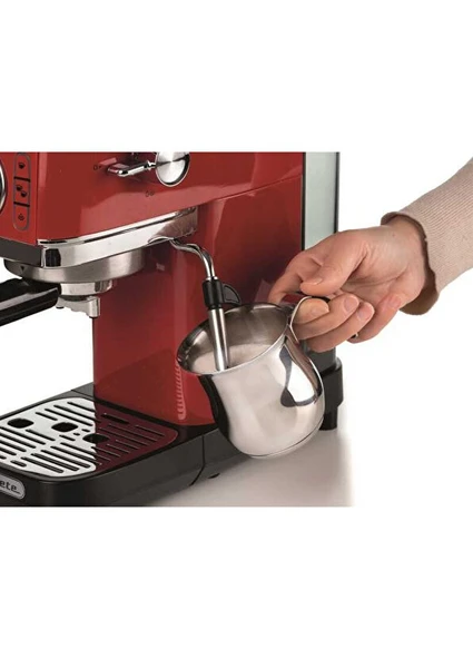 Ariete Moderna Espresso Slim 1300 W Kırmızı Kahve Makinesi - Resim 4