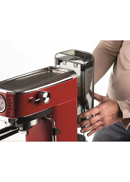 Ariete Moderna Espresso Slim 1300 W Kırmızı Kahve Makinesi - Resim 3