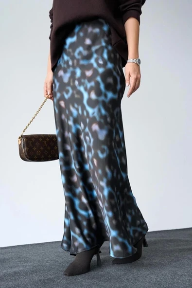 Uzun Saten ETEK - Siyah-Mavi - 5