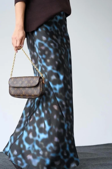 Uzun Saten ETEK - Siyah-Mavi - 3