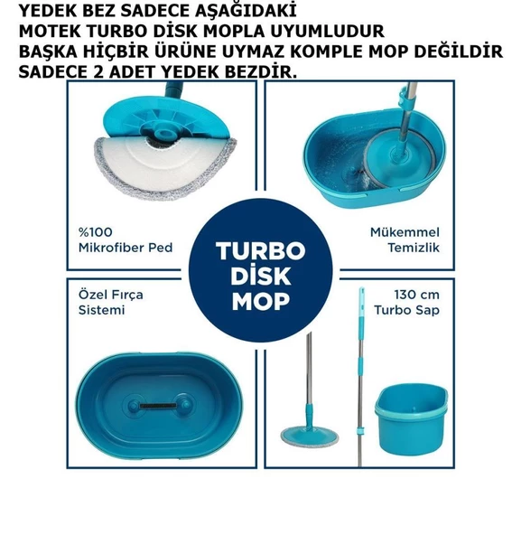 Motek Yeni Turbo Disk Mop Yedek Püskül 2 Adet - 4