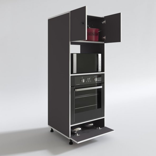 Kenzlife fırın dolabı halide gri 162*60*56 mutfak kapaklı ayaklı banyo kiler ofis - Resim 2