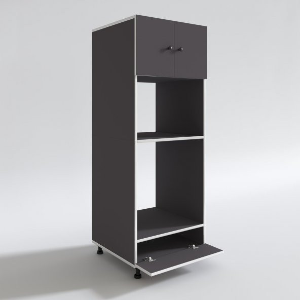 Kenzlife fırın dolabı halide gri 162*60*56 mutfak kapaklı ayaklı banyo kiler ofis - Resim 3