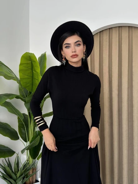 Dina Boğazlı Midi Elbise