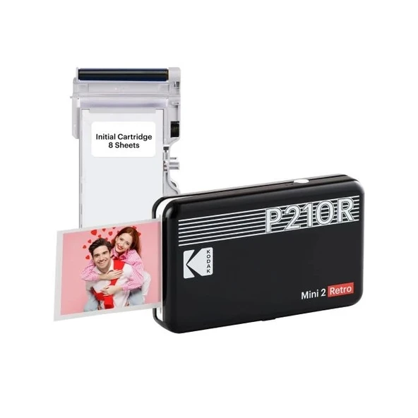 KODAK Mini 3 Retro 4PASS Taşınabilir Fotoğraf Yazıcısı Black